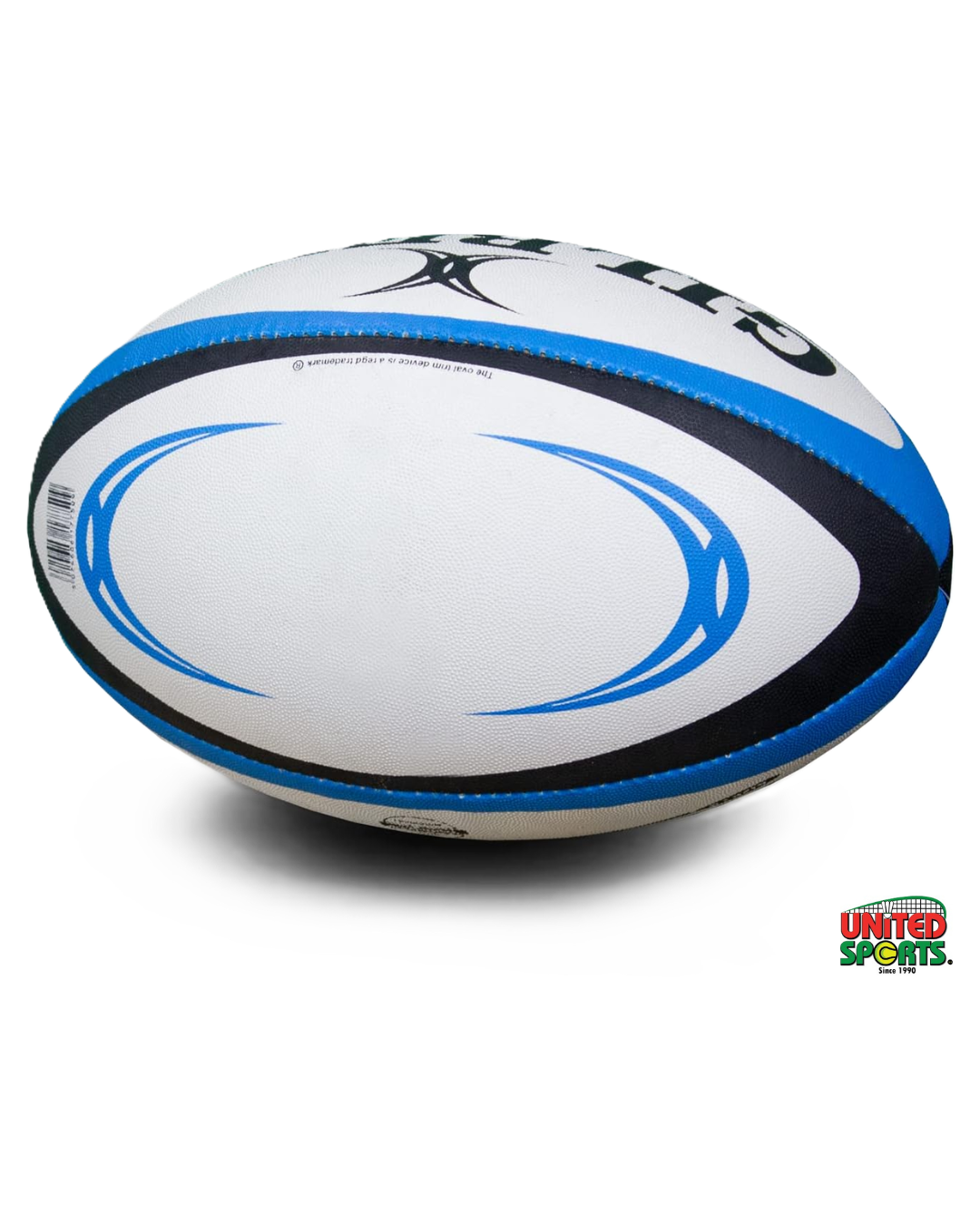 GILBERT OMEGA Rugby Ball – White Blue