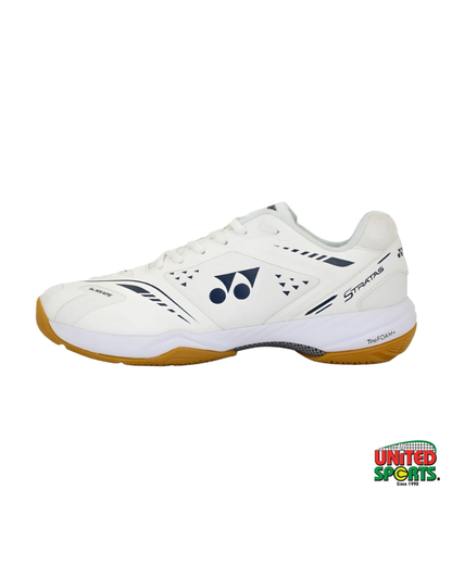 YONEX Stratas Badminton Shoes – White / Dark Indigo
