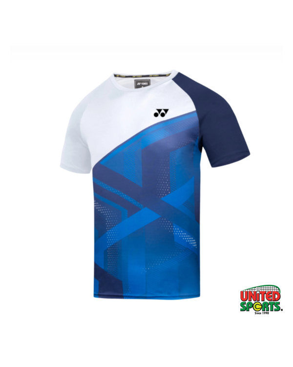 Yonex Collarless T-Shirt (White / Skipper Blue)