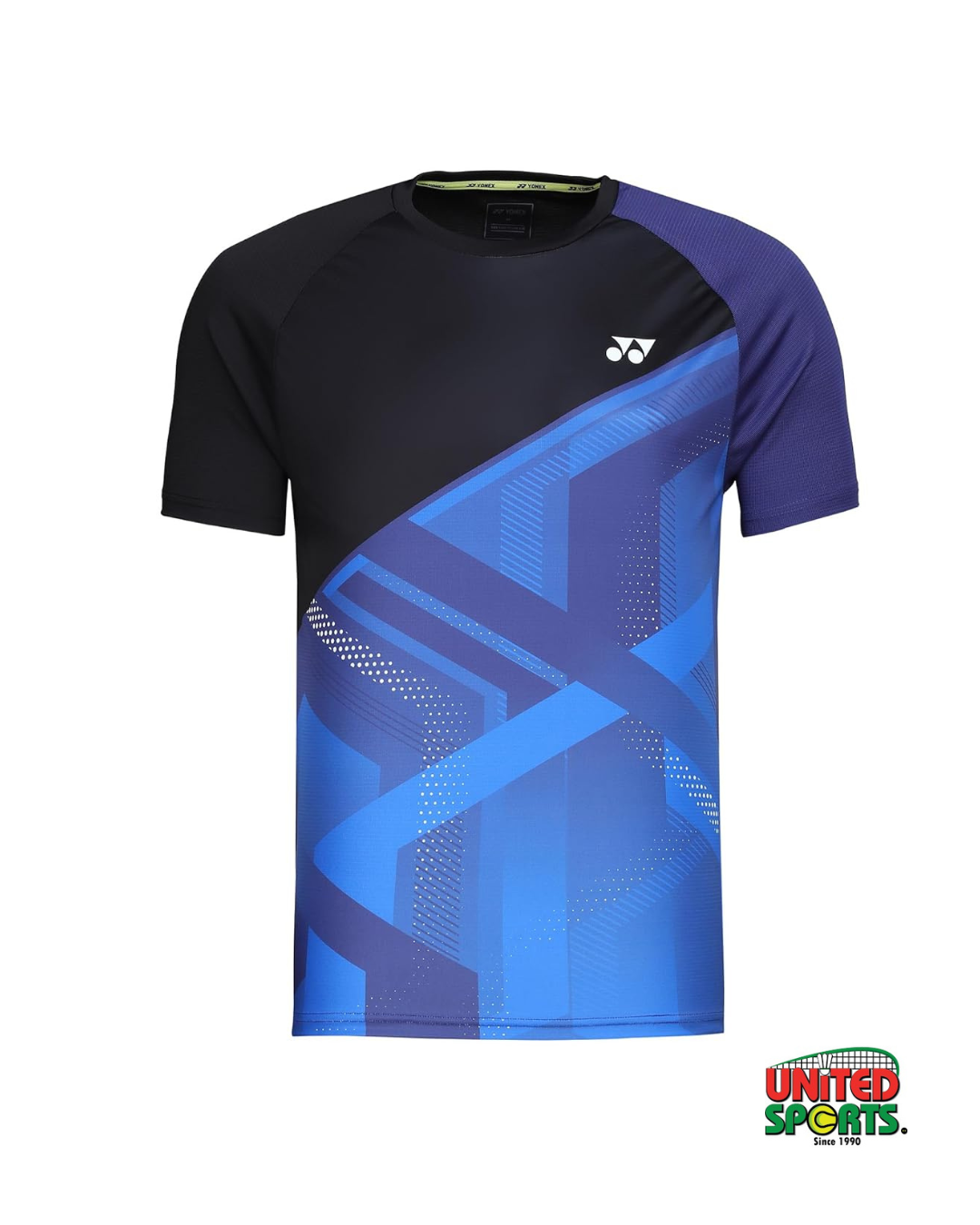 Yonex Collarless T-Shirt  (Jet Black / Skipper Blue)
