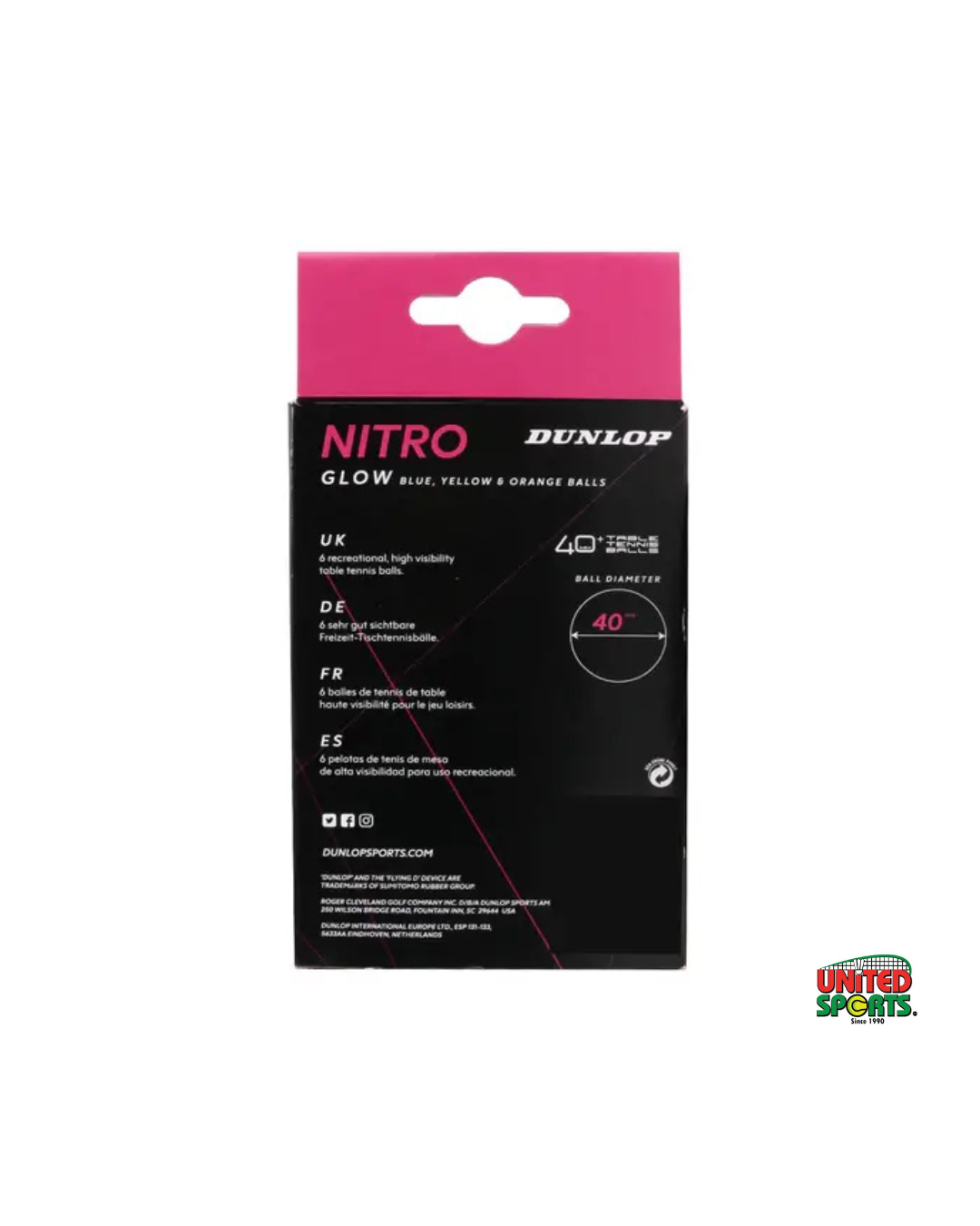 DUNLOP Nitro Glow Table Tennis Balls – 6 Pcs ( Blue, Yellow, Orange Balls)