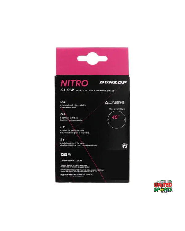 DUNLOP Nitro Glow Table Tennis Balls – 6 Pcs ( Blue, Yellow, Orange Balls) – image 4