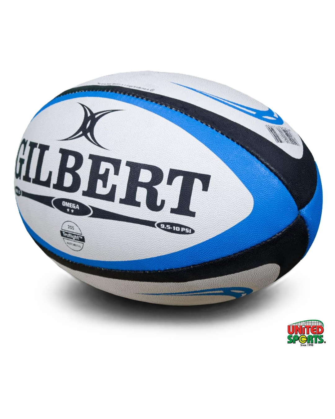 GILBERT OMEGA Rugby Ball – White Blue