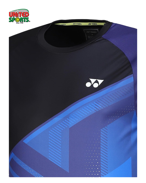 Yonex Collarless T-Shirt  (Jet Black / Skipper Blue) – image 4