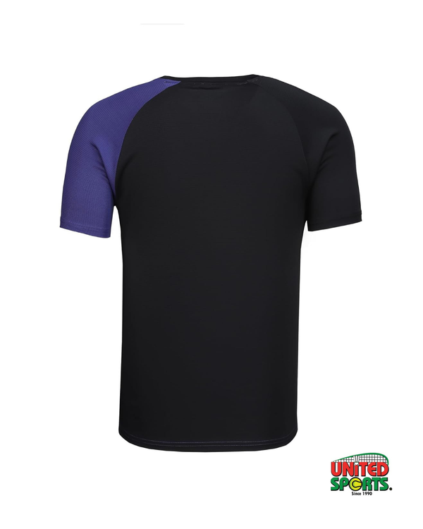 Yonex Collarless T-Shirt  (Jet Black / Skipper Blue) – image 3