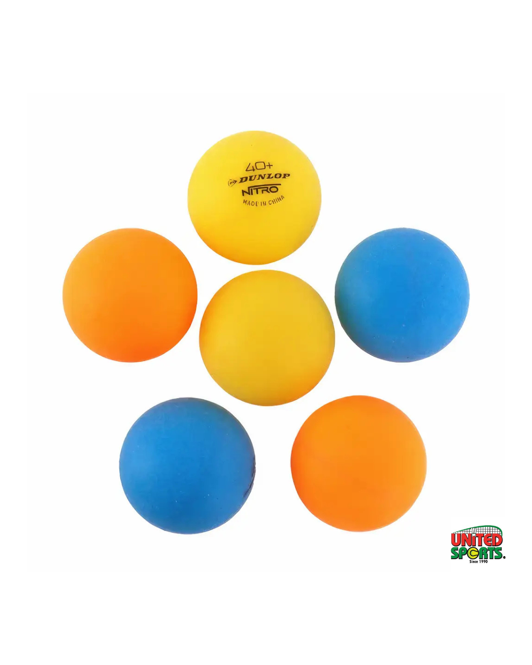 DUNLOP Nitro Glow Table Tennis Balls – 6 Pcs ( Blue, Yellow, Orange Balls)