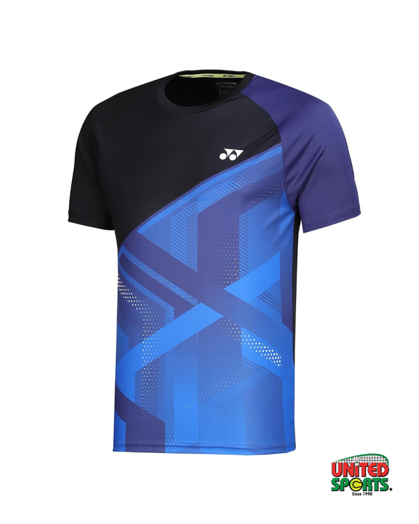 Yonex Collarless T-Shirt  (Jet Black / Skipper Blue) – image 2