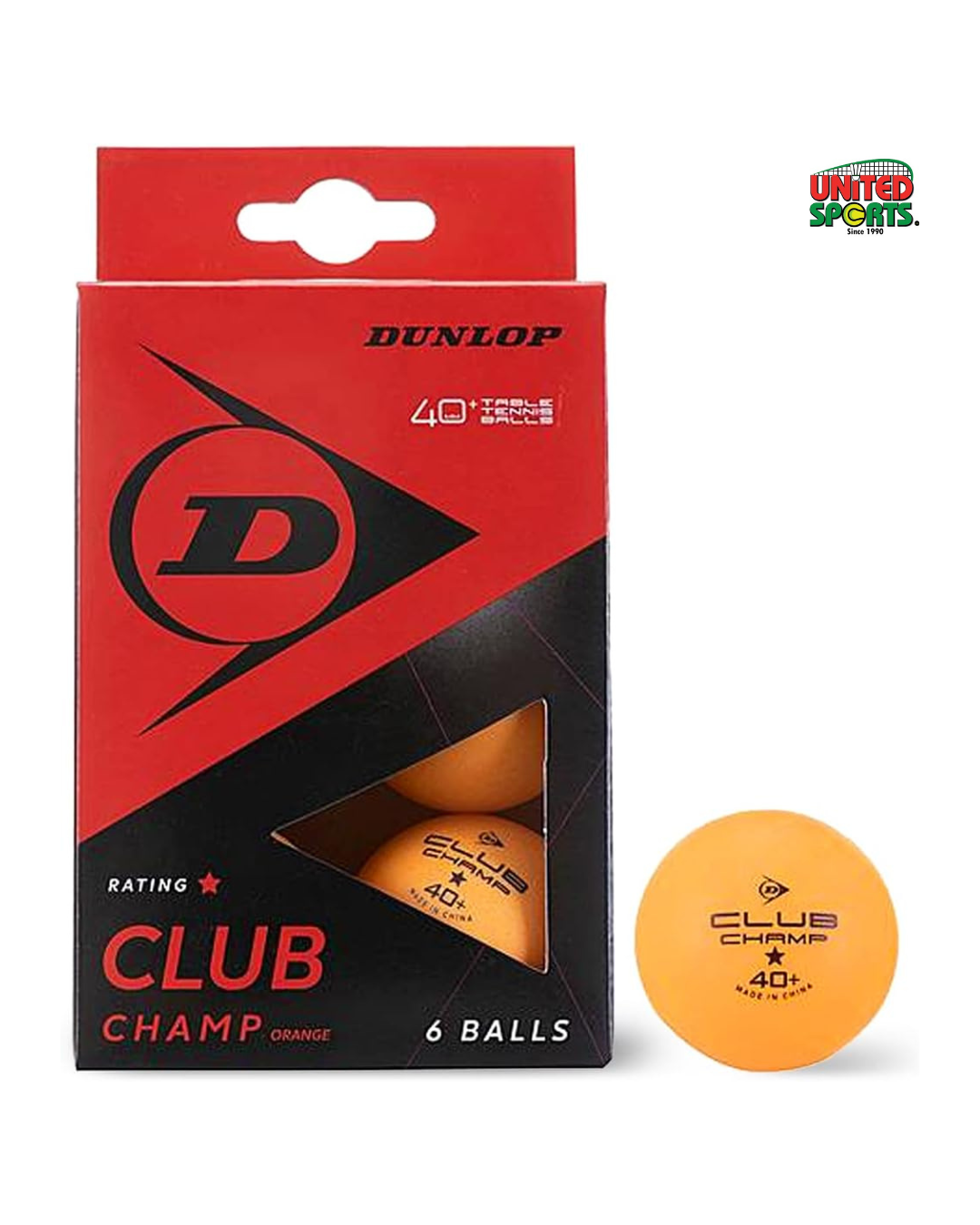 DUNLOP Club Champ Table Tennis Ball – Orange (6 Pcs)
