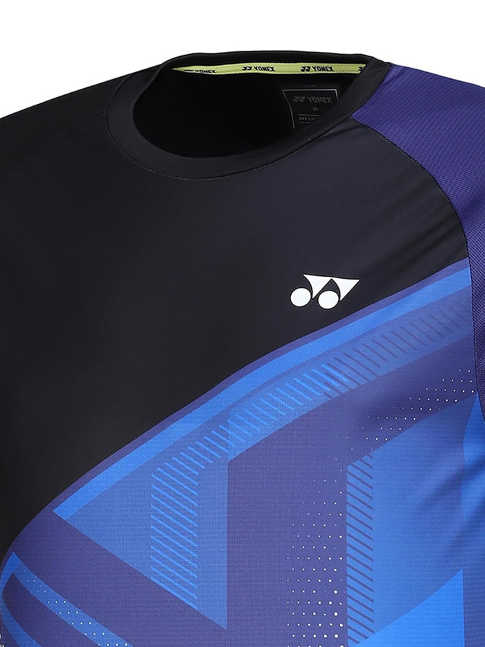 Yonex Collarless T-Shirt  (Jet Black / Skipper Blue) - image 2