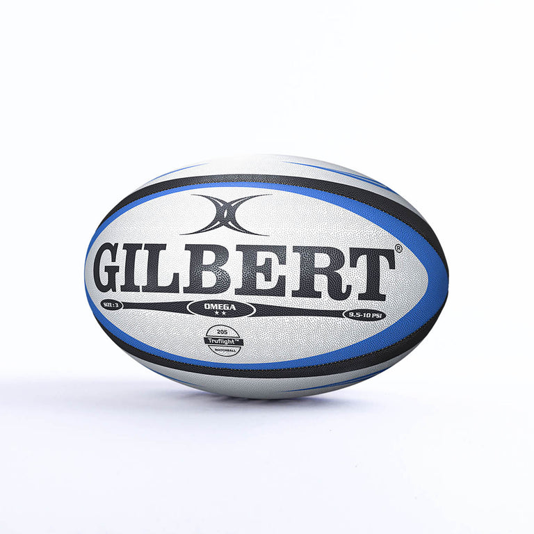 GILBERT OMEGA Rugby Ball – White Blue