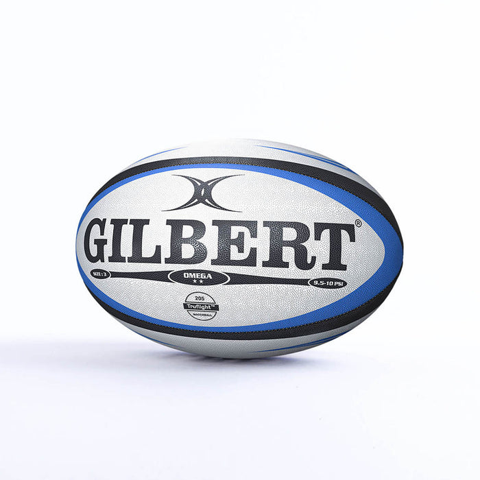 GILBERT OMEGA Rugby Ball – White Blue