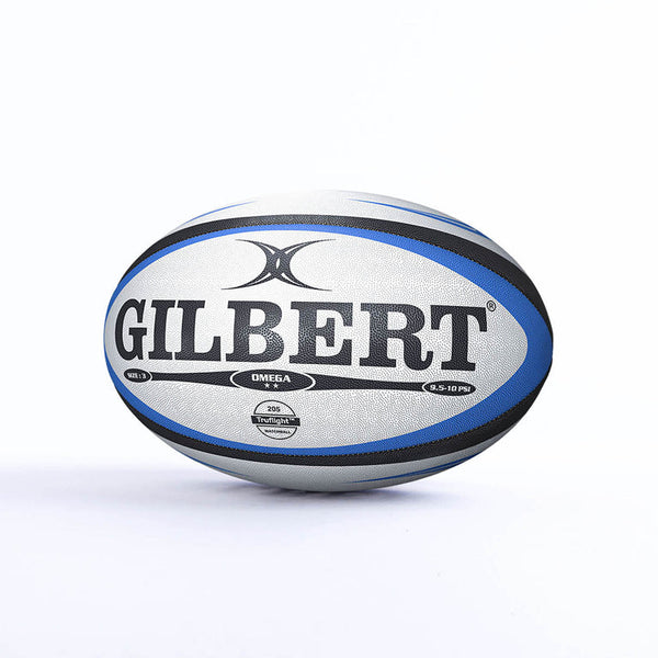 GILBERT OMEGA Rugby Ball – White Blue