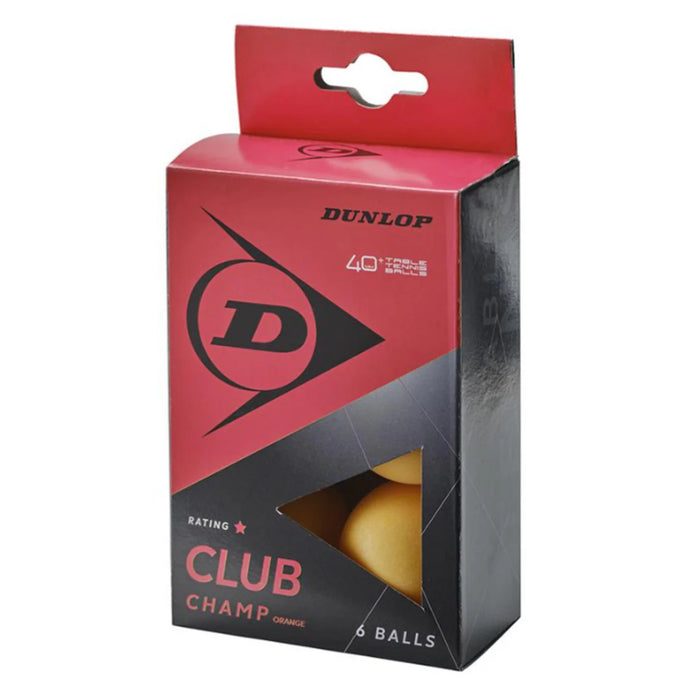 DUNLOP Club Champ Table Tennis Ball – Orange (6 Pcs)
