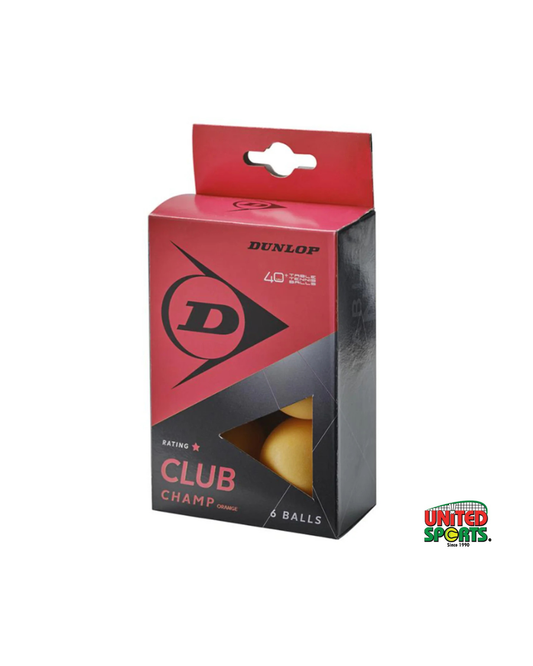 DUNLOP Club Champ Table Tennis Ball – Orange (6 Pcs)