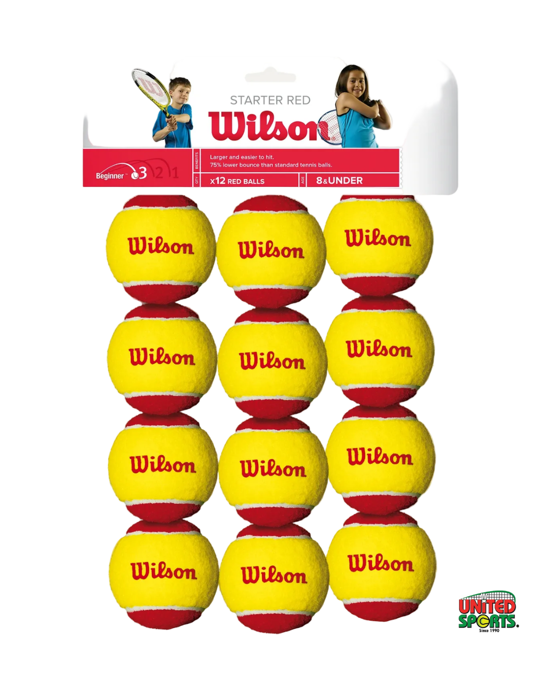 WILSON Kids Tennis Balls (Green & Red)