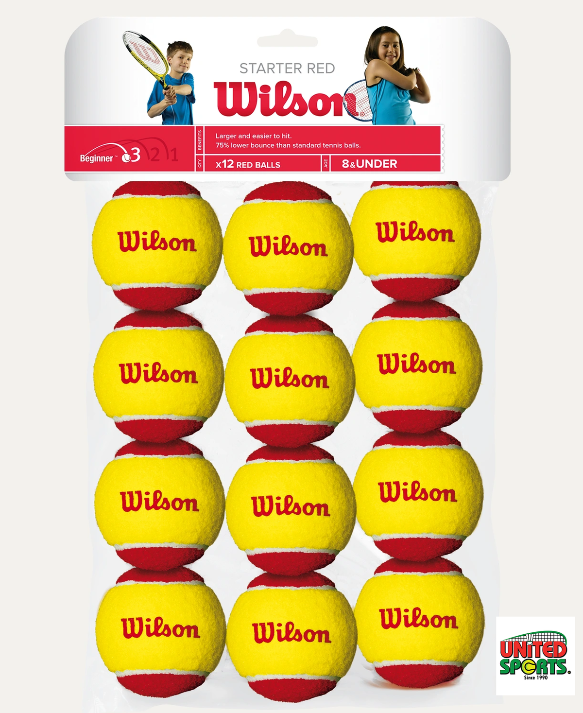 WILSON Kids Tennis Balls (Green & Red)